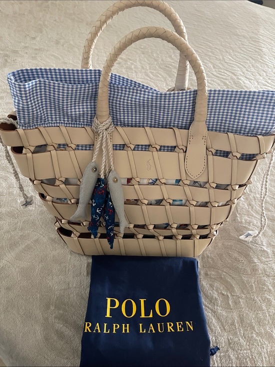 Polo Ralph Lauren Handbags - NEW Polo by Ralph Lauren Cream Woven Leather Satchel with pouch
